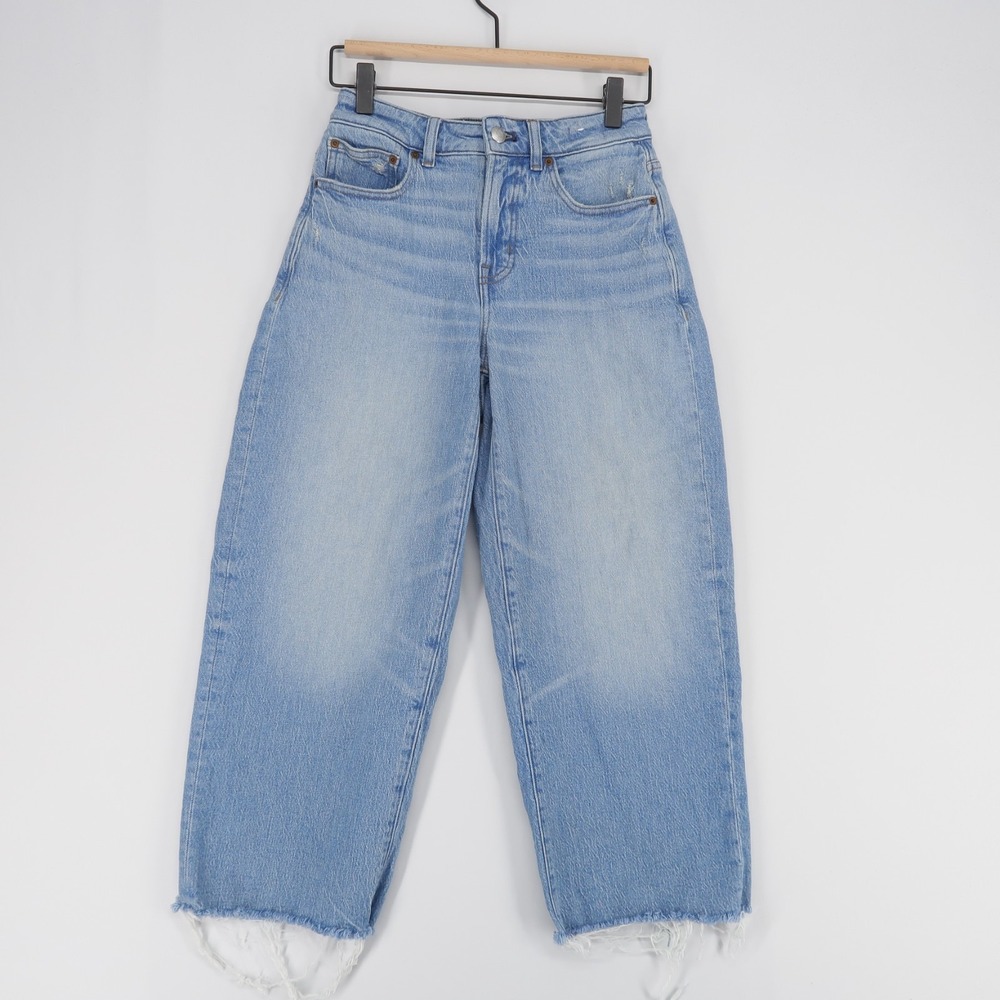 Madewell The Curvy Perfect Vintage Jeans Womens 25P Blue Wide Leg Crop High Rise